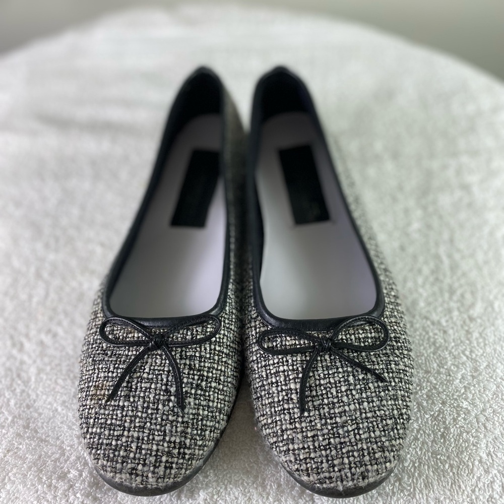 Aerosoles women’s tweedle Sz 8M fabric Tweed Ballet Flats black white